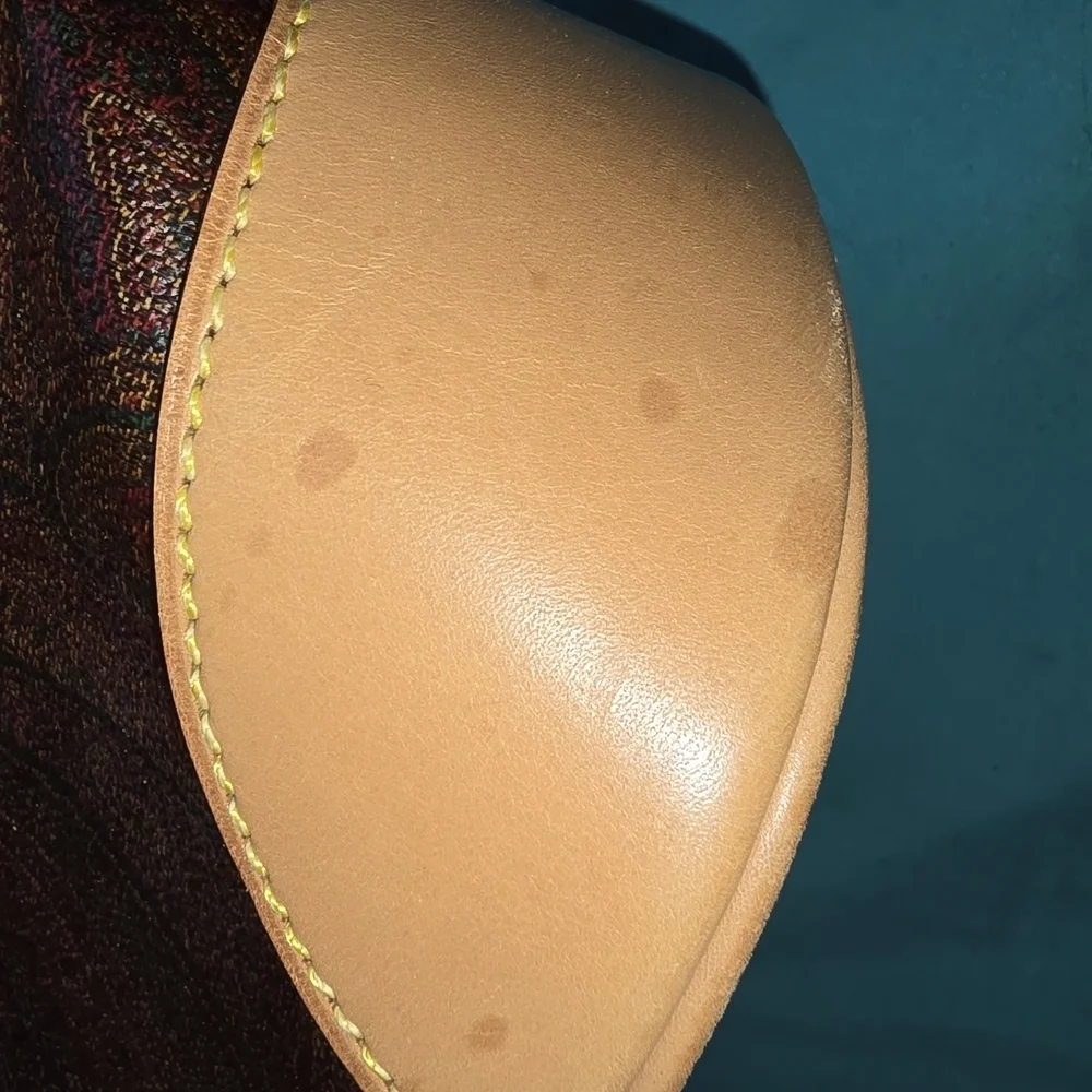 Etro Brown and Tan Paisley Italian Leather Alma Style Satchel